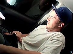 Straight skaters jerk off in a difficulty car coupled with outdoors